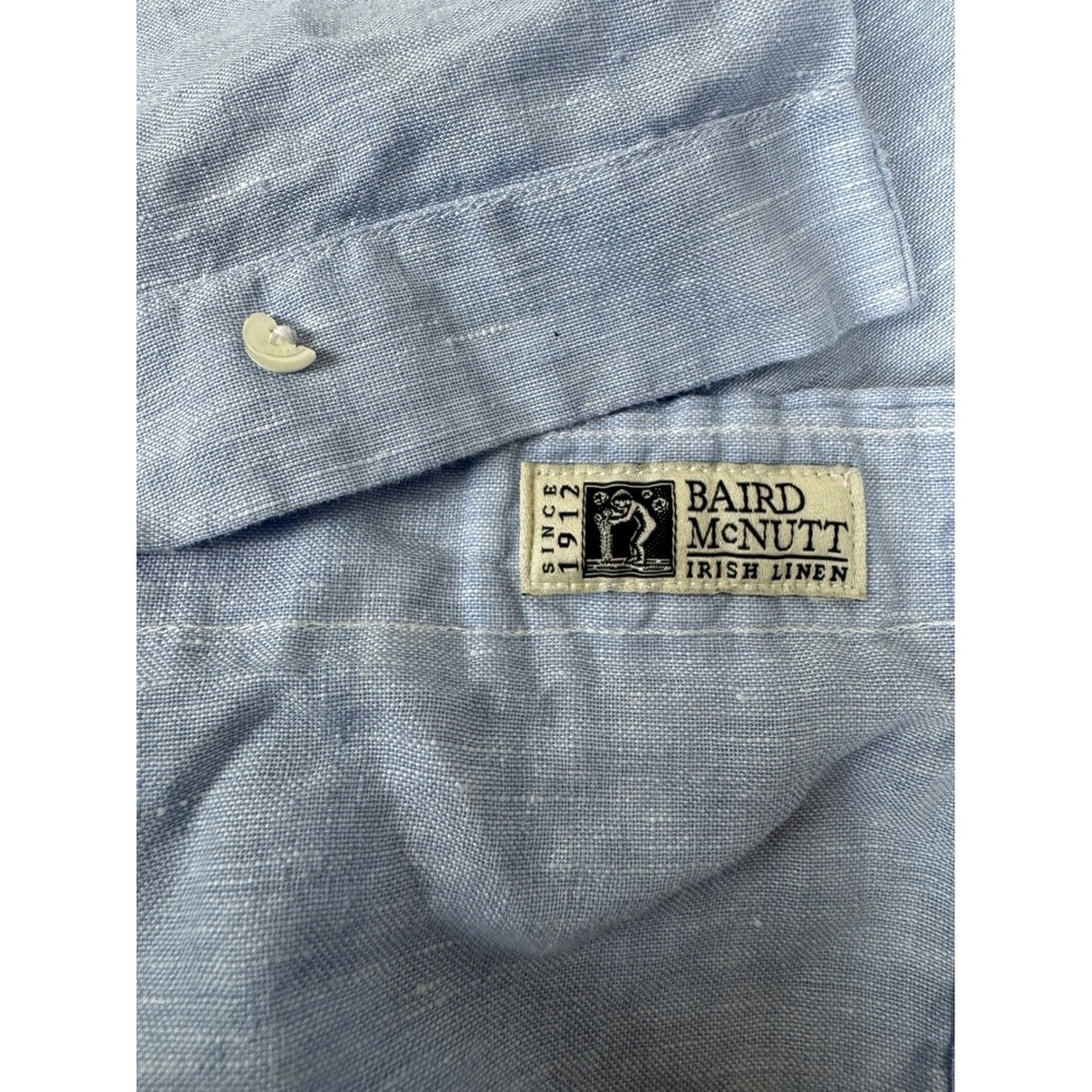 Brooks Brothers Baird McNutt Irish Linen Short Sleeve Shirt Blue 3XL Casual - Picture 13 of 15